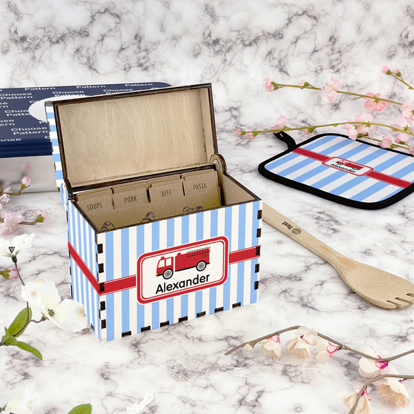 Firetruck Recipe Box - Full Color - In Context