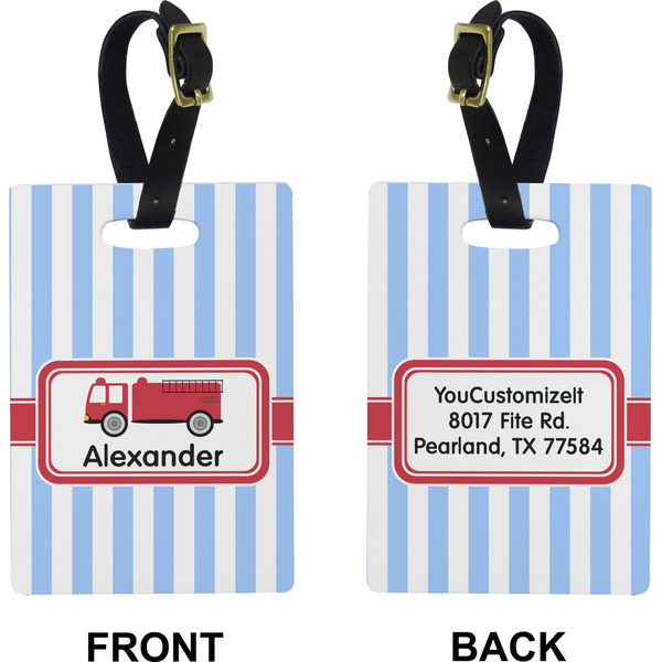 Firetruck Rectangle Luggage Tag (Front + Back)