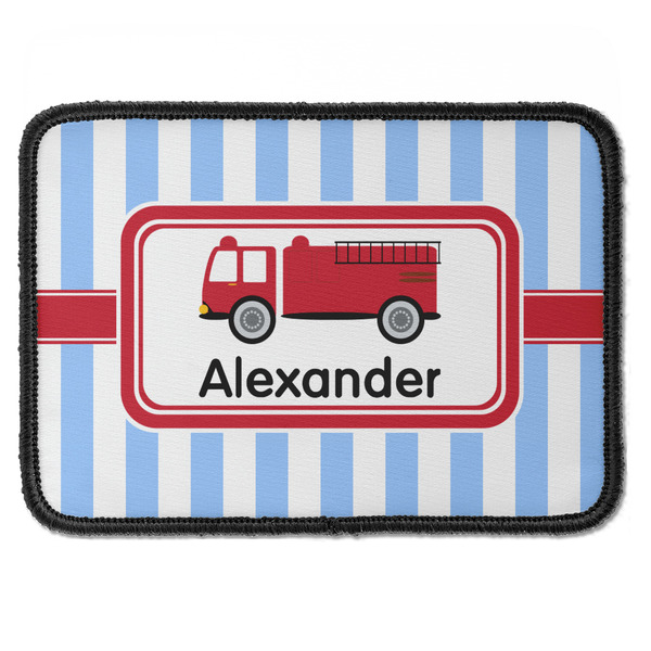 Custom Firetruck Iron On Rectangle Patch w/ Name or Text