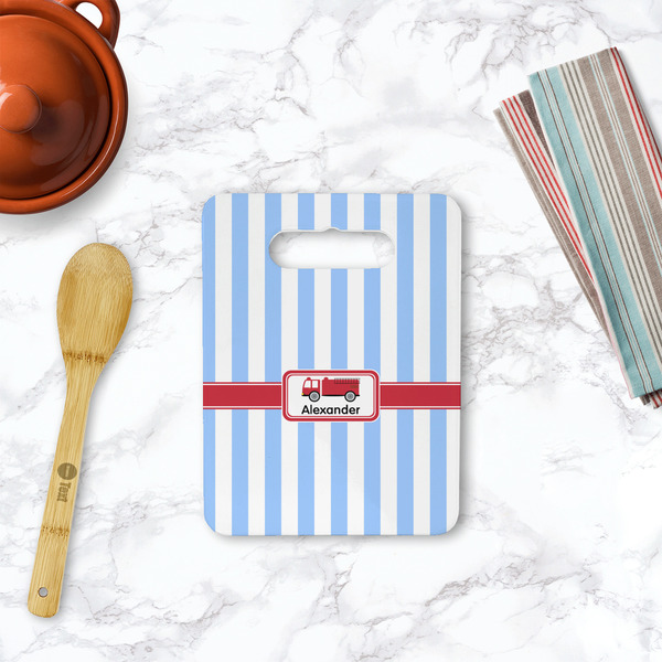 Firetruck Rectangle Trivet with Handle - LIFESTYLE