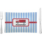 Firetruck Rectangular Glass Lunch / Dinner Plate - Single or Set (Personalized)