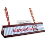 Firetruck Red Mahogany Nameplate with Business Card Holder (Personalized)