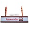 Firetruck Red Mahogany Nameplates with Business Card Holder - Straight