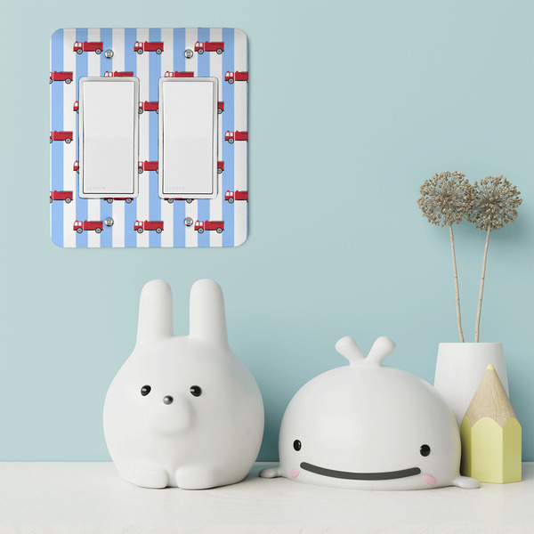 Firetruck Rocker Light Switch Covers - Double - IN CONTEXT