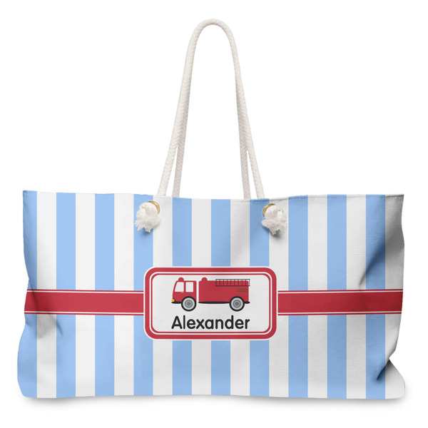 Custom Firetruck Large Tote Bag with Rope Handles (Personalized)