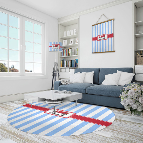 Firetruck Round Area Rug - IN CONTEXT