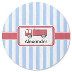 Firetruck Round Rubber Backed Coaster (Personalized)