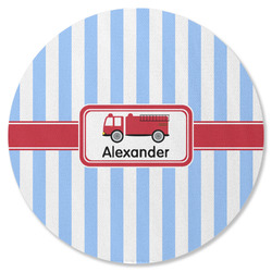 Firetruck Round Rubber Backed Coaster (Personalized)