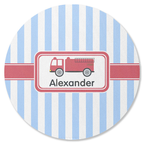 Custom Firetruck Round Rubber Backed Coaster (Personalized)