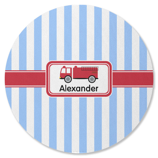 Custom Firetruck Round Rubber Backed Coaster (Personalized)
