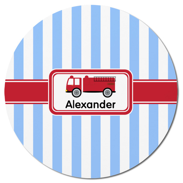 Firetruck Round Fridge Magnet - FRONT