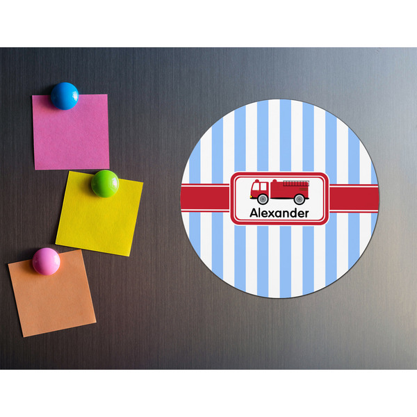 Firetruck Round Fridge Magnet - LIFESTYLE