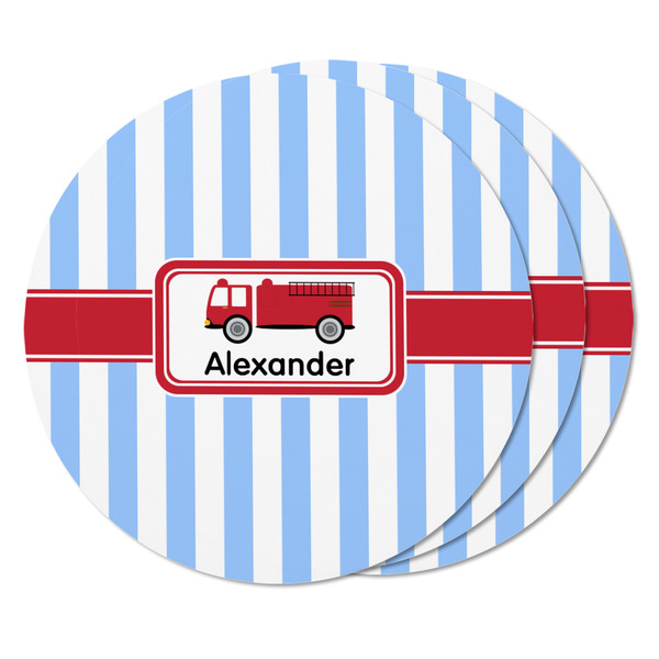 Firetruck Round Fridge Magnet - THREE