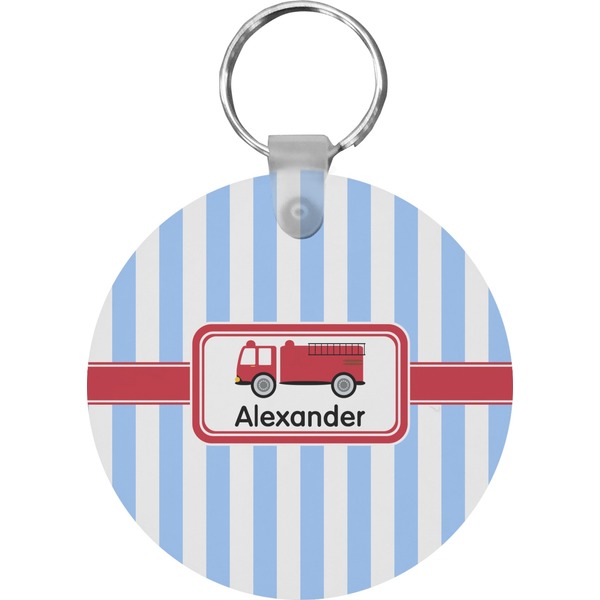 Custom Firetruck Round Plastic Keychain (Personalized)