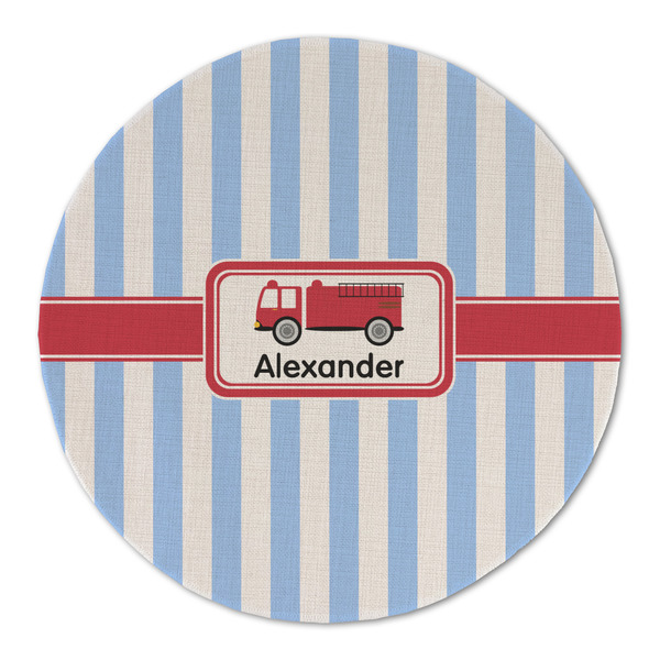 Firetruck Round Linen Placemats - FRONT (Double Sided)