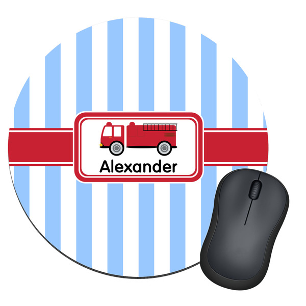 Custom Firetruck Round Mouse Pad (Personalized)
