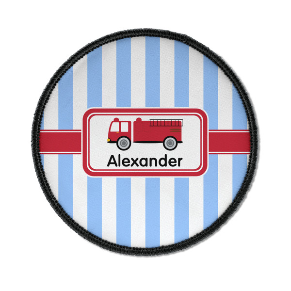 Custom Firetruck Iron On Round Patch w/ Name or Text