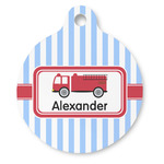 Firetruck Round Pet ID Tag (Personalized)