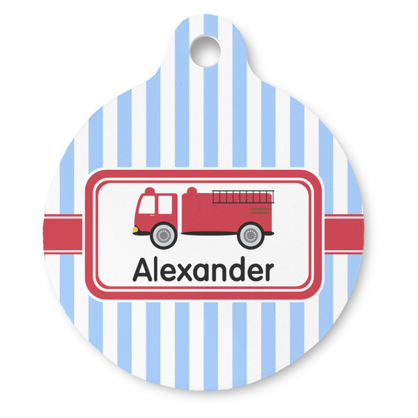 Custom Firetruck Round Pet ID Tag (Personalized)