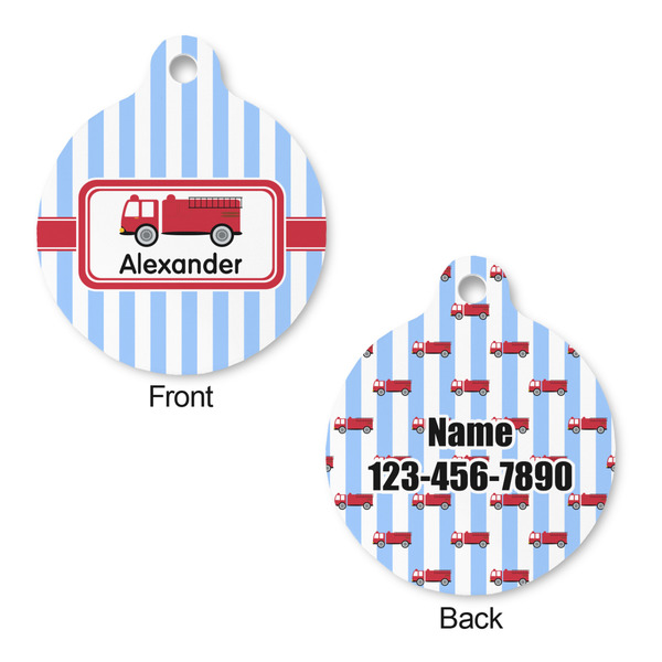 Firetruck Round Pet Tag - Front & Back