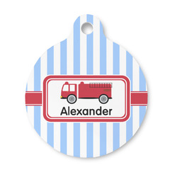 Firetruck Round Pet ID Tag - Small (Personalized)