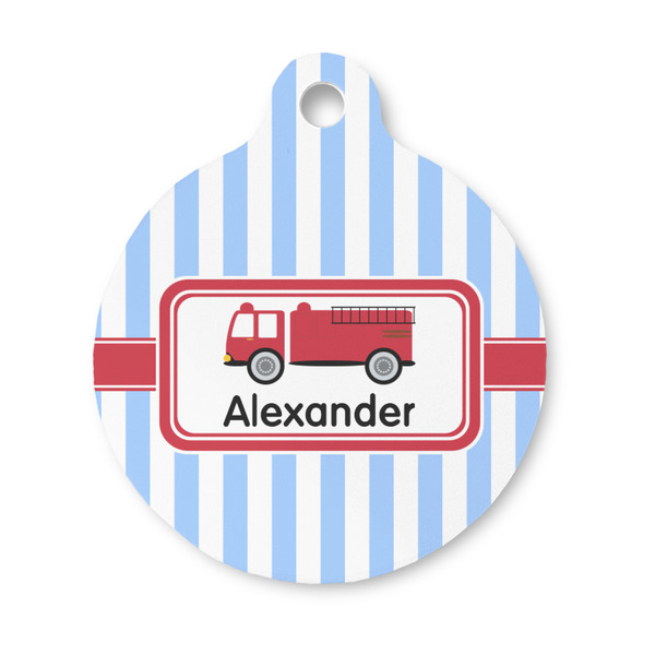 Custom Firetruck Round Pet ID Tag - Small (Personalized)