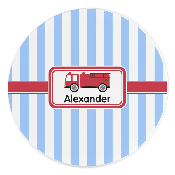 Custom Firetruck Round Stone Trivet (Personalized)