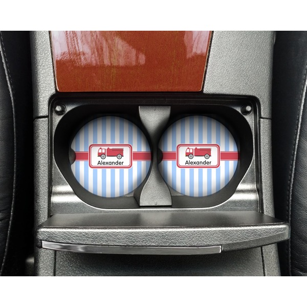 Firetruck Sandstone Car Coaster - In Cup Holder