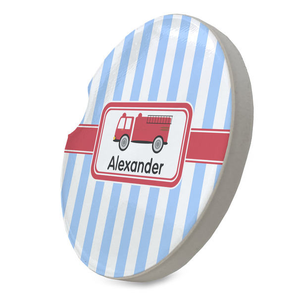 Firetruck Sandstone Car Coaster - STANDING ANGLE