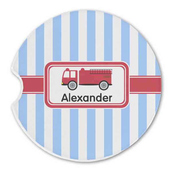 Custom Firetruck Sandstone Car Coaster - Single (Personalized)