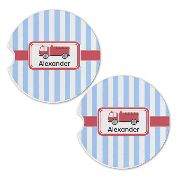 Firetruck Sandstone Car Coasters - Set of 2