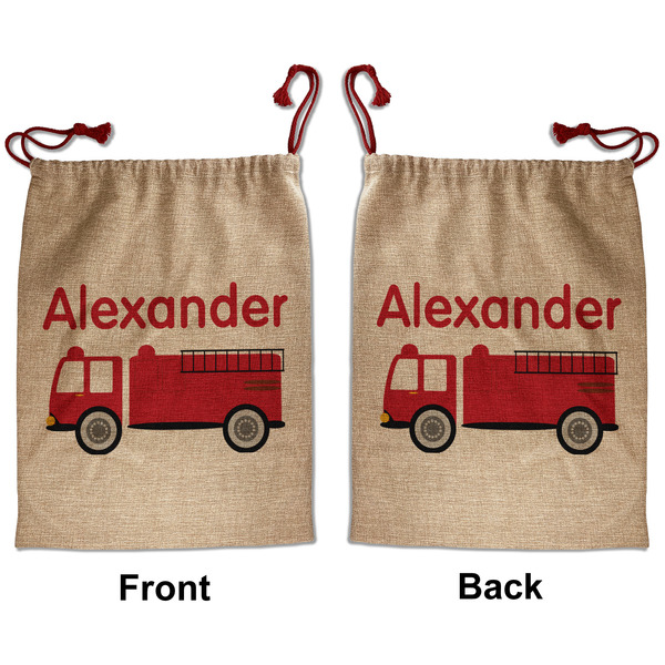 Custom Firetruck Santa Sack - Front & Back (Personalized)