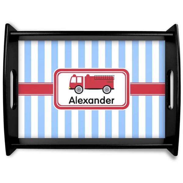 Custom Firetruck Black Wooden Tray - Large (Personalized)
