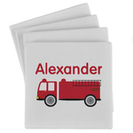 Firetruck Absorbent Stone Coasters - Set of 4 (Personalized)