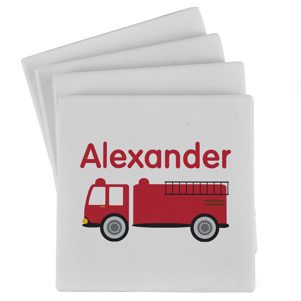 Custom Firetruck Absorbent Stone Coasters - Set of 4 (Personalized)