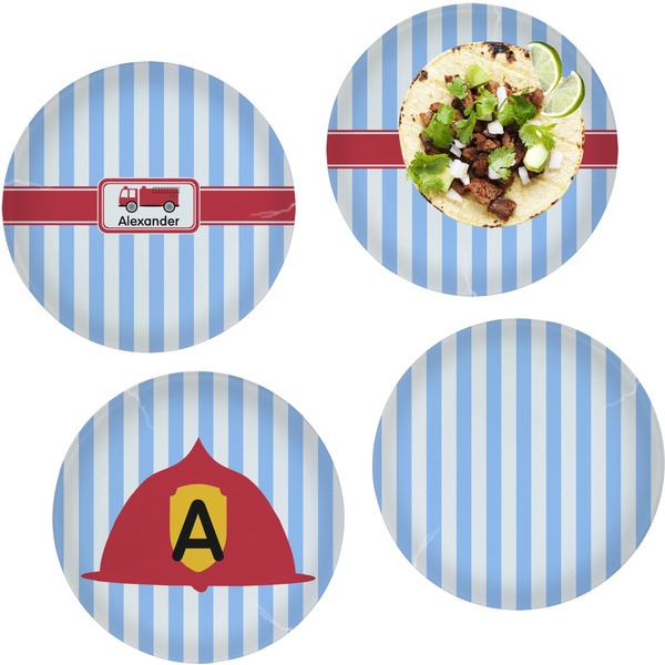 Firetruck Set of Lunch / Dinner Plates