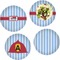 Firetruck Set of 4 Glass Lunch / Dinner Plate 10" (Personalized)