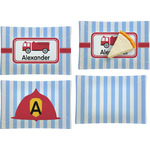 Firetruck Set of 4 Glass Rectangular Appetizer / Dessert Plate (Personalized)