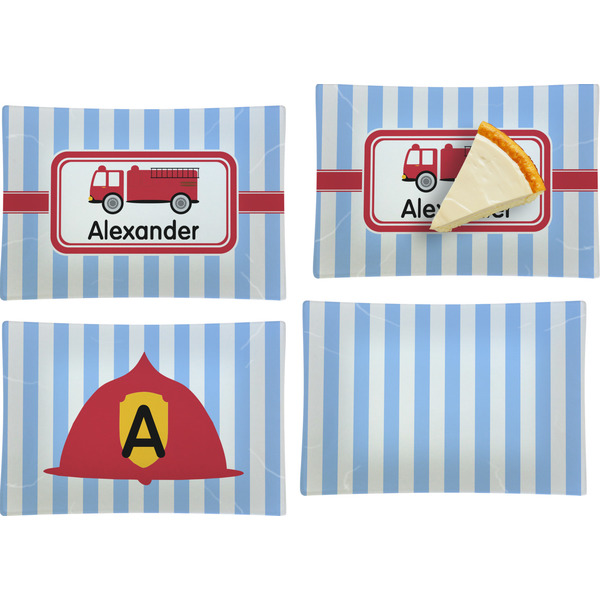 Firetruck Set of Rectangular Appetizer / Dessert Plates