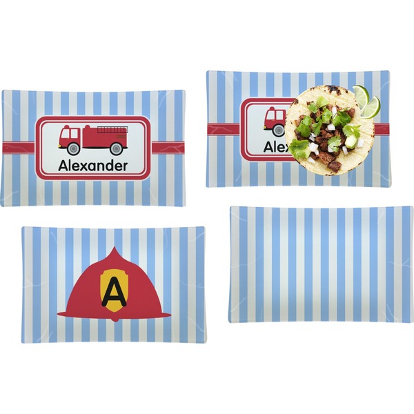 Firetruck Set of Rectangular Dinner Plates