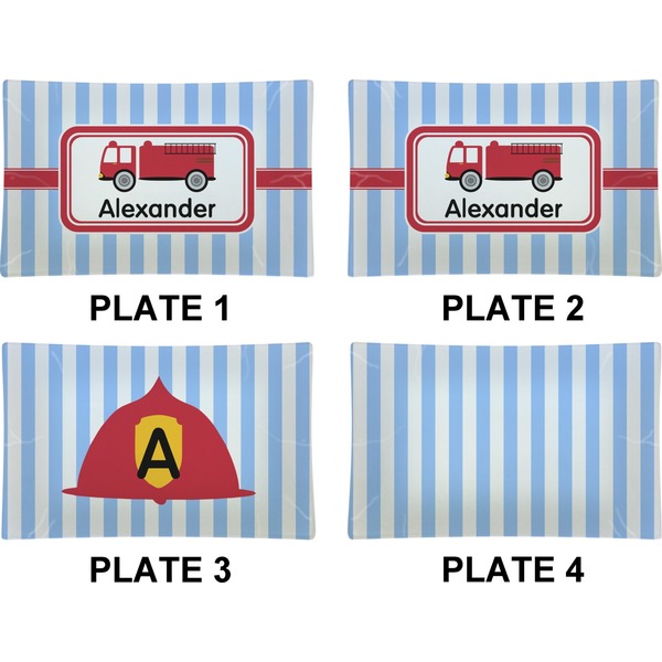 Firetruck Set of Rectangular Dinner Plates (Approval)