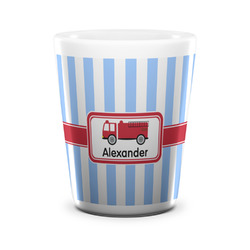 Firetruck Ceramic Shot Glass - 1.5 oz - White - Set of 4 (Personalized)