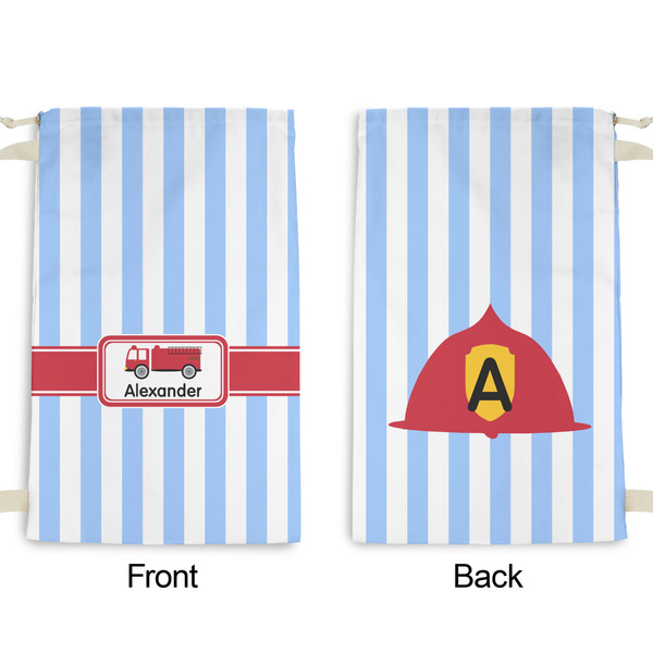 Firetruck Small Laundry Bag - Front & Back View