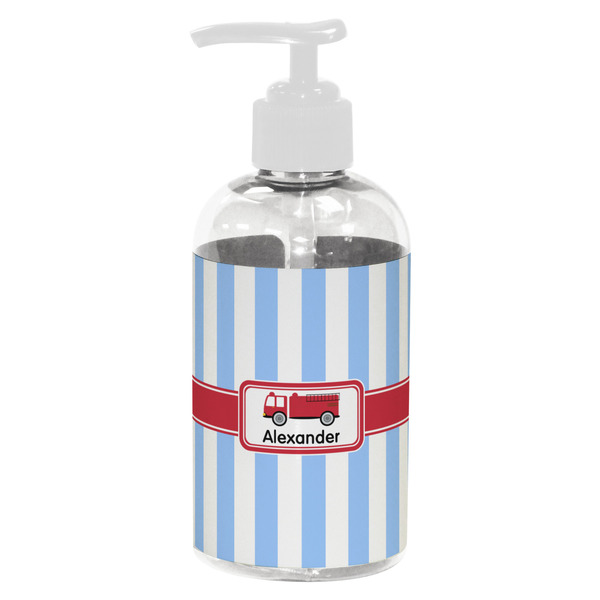 Custom Firetruck Plastic Soap / Lotion Dispenser (8 oz - Small - White) (Personalized)