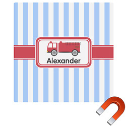 Firetruck Square Car Magnet - 6" (Personalized)