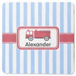 Firetruck Square Rubber Backed Coaster (Personalized)