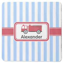 Firetruck Square Rubber Backed Coaster (Personalized)
