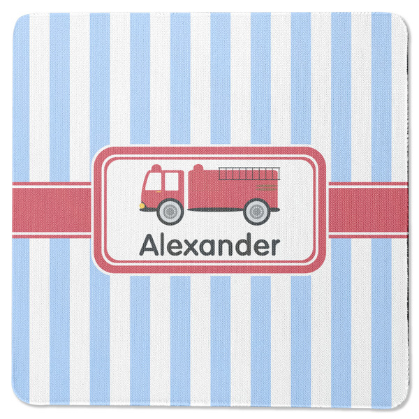 Custom Firetruck Square Rubber Backed Coaster (Personalized)