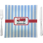 Firetruck Glass Square Lunch / Dinner Plate 9.5" (Personalized)