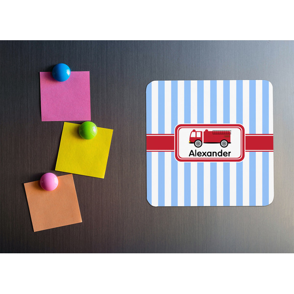 Firetruck Square Fridge Magnet - LIFESTYLE